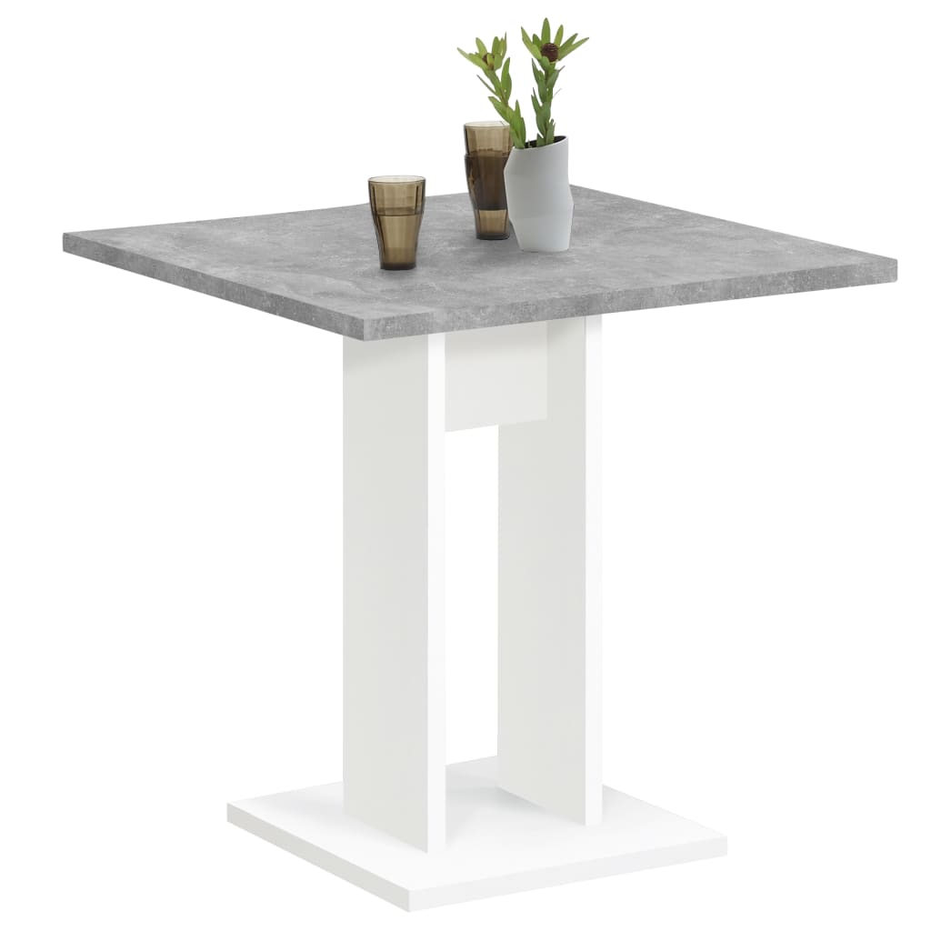 FMD Mesa de comedor gris hormigón y blanco 70 cm