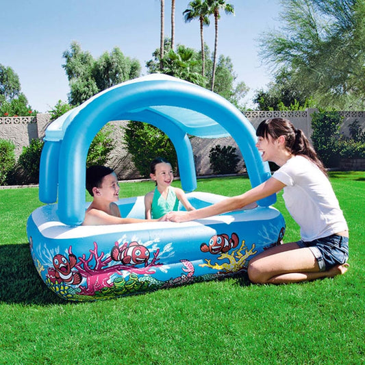 Bestway Piscina de juegos con toldo azul 140x140x114 cm 52192