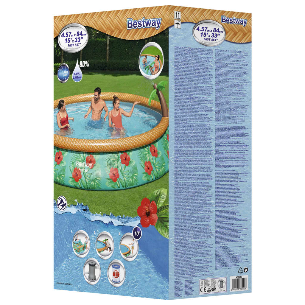 Bestway Juego de piscina inflable Paradise Palms Fast Set 457x84 cm