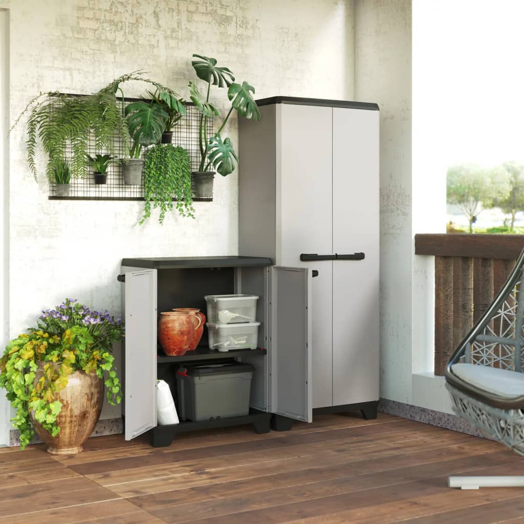 Keter Mueble bajo de almacenamiento Planet gris y negro