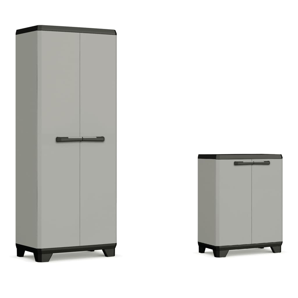 Keter Mueble bajo de almacenamiento Planet gris y negro