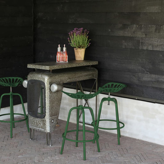 Esschert Design Taburete con forma de asiento de tractor verde