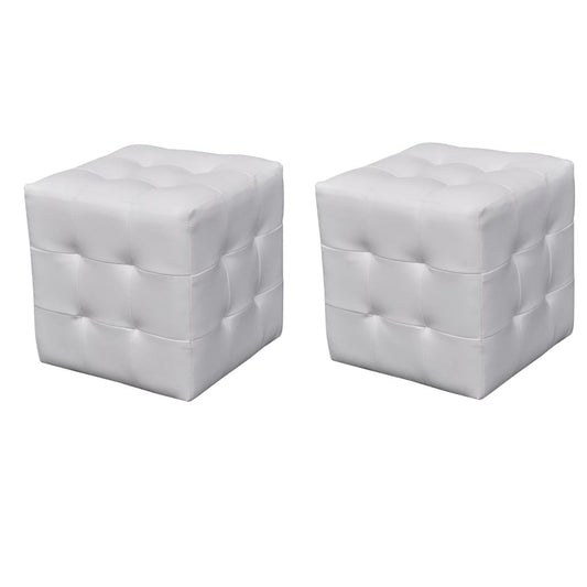 vidaXL Taburetes cubo blancos