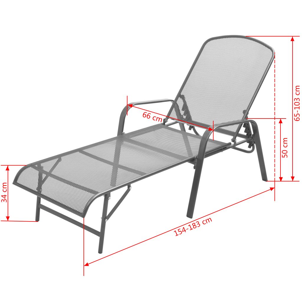 vidaXL Tumbonas con mesita 2 unidades acero gris antracita