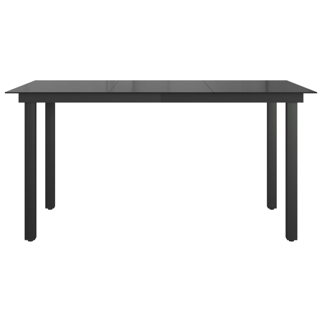 vidaXL Mesa de jardín de aluminio y vidrio negra 150x90x74 cm