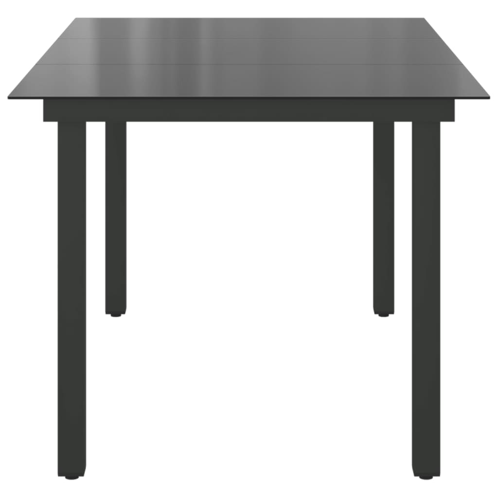 vidaXL Mesa de jardín de aluminio y vidrio negra 150x90x74 cm