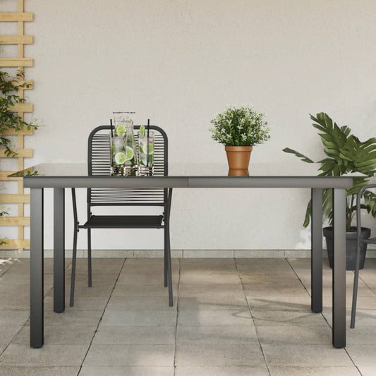 vidaXL Mesa de jardín de aluminio y vidrio negra 150x90x74 cm