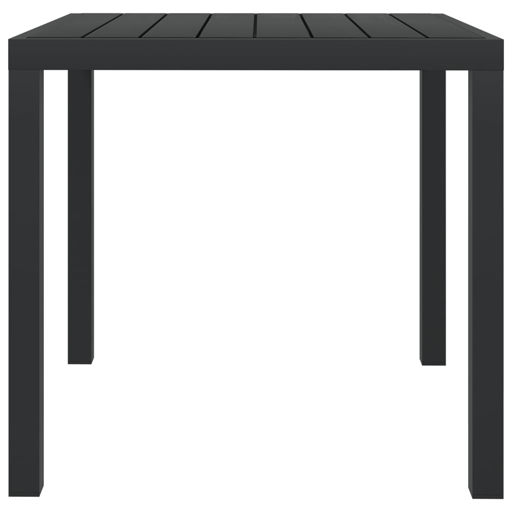 vidaXL Mesa de jardín de aluminio y WPC negra 80x80x74 cm