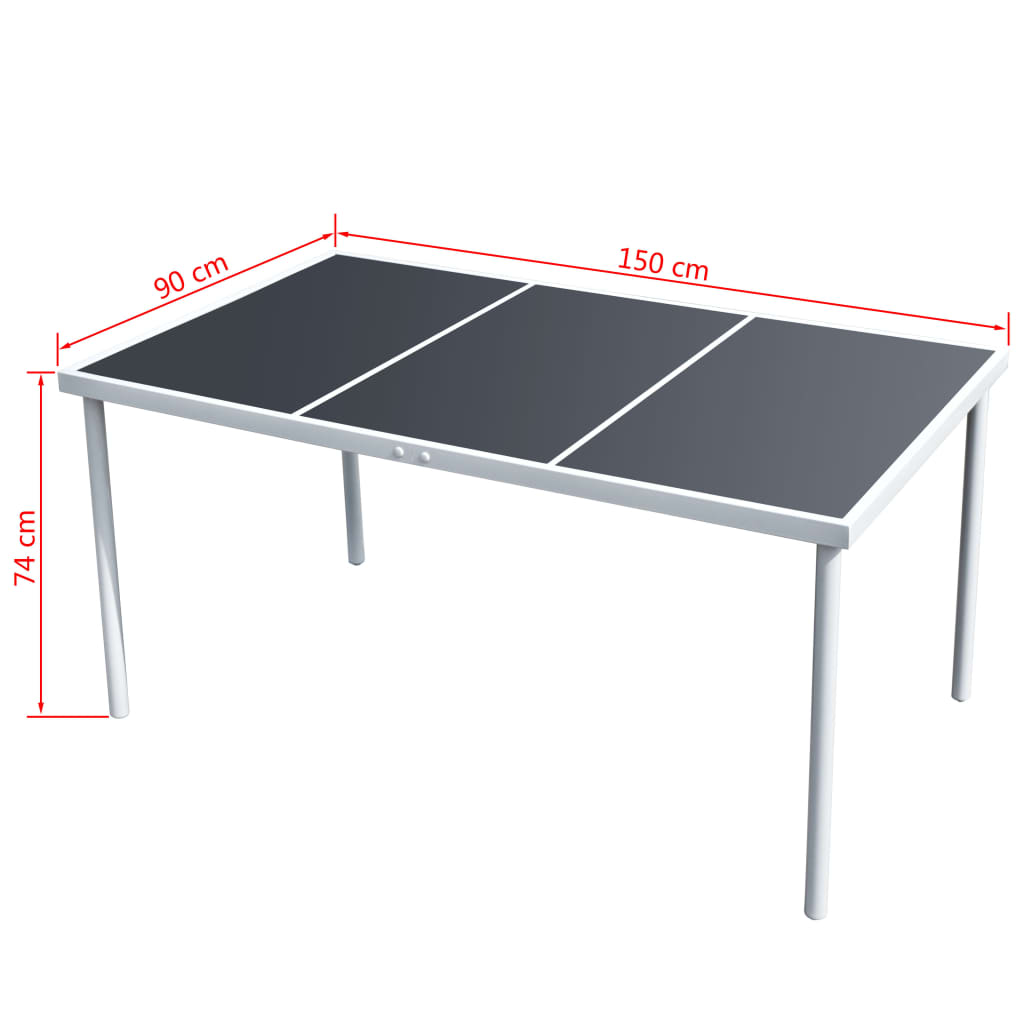 vidaXL Mesa de jardín de acero negra 150x90x74 cm