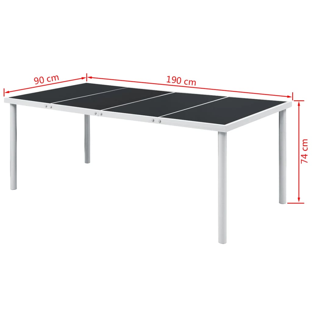 vidaXL Mesa de jardín de acero negra 190x90x74 cm