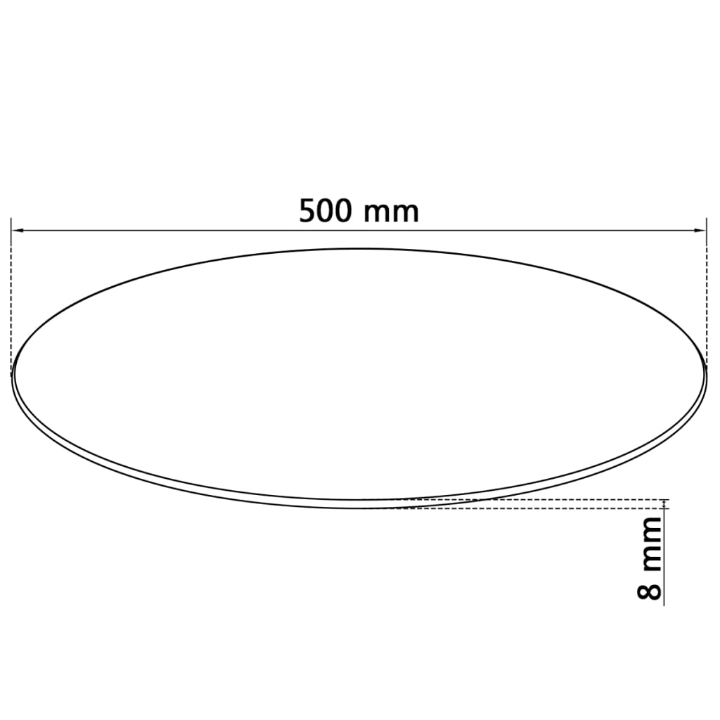 vidaXL Tablero de mesa de cristal templado redondo 500 mm