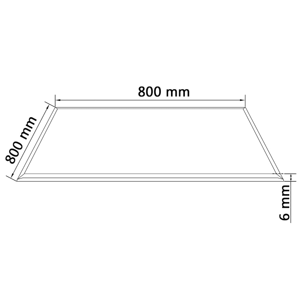 vidaXL Tablero de mesa de cristal templado cuadrado 800x800 mm