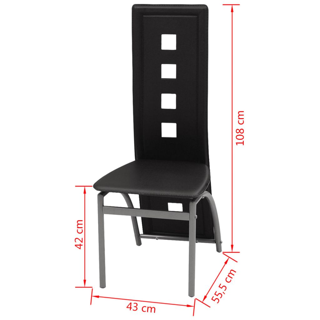 vidaXL Sillas de comedor 4 unidades cuero sintético negro