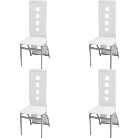 vidaXL Sillas de comedor 4 unidades cuero sintético blanco