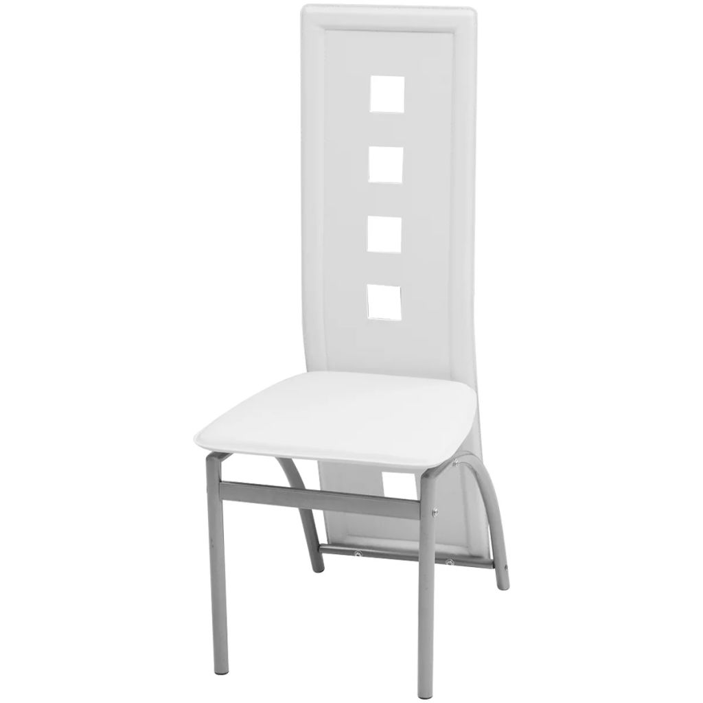 vidaXL Sillas de comedor 4 unidades cuero sintético blanco