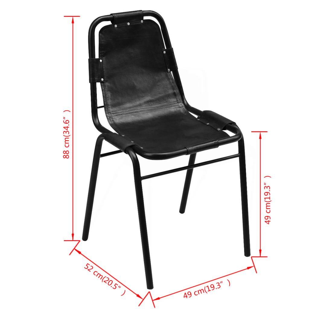 vidaXL Sillas de comedor 2 unidades cuero auténtico negro