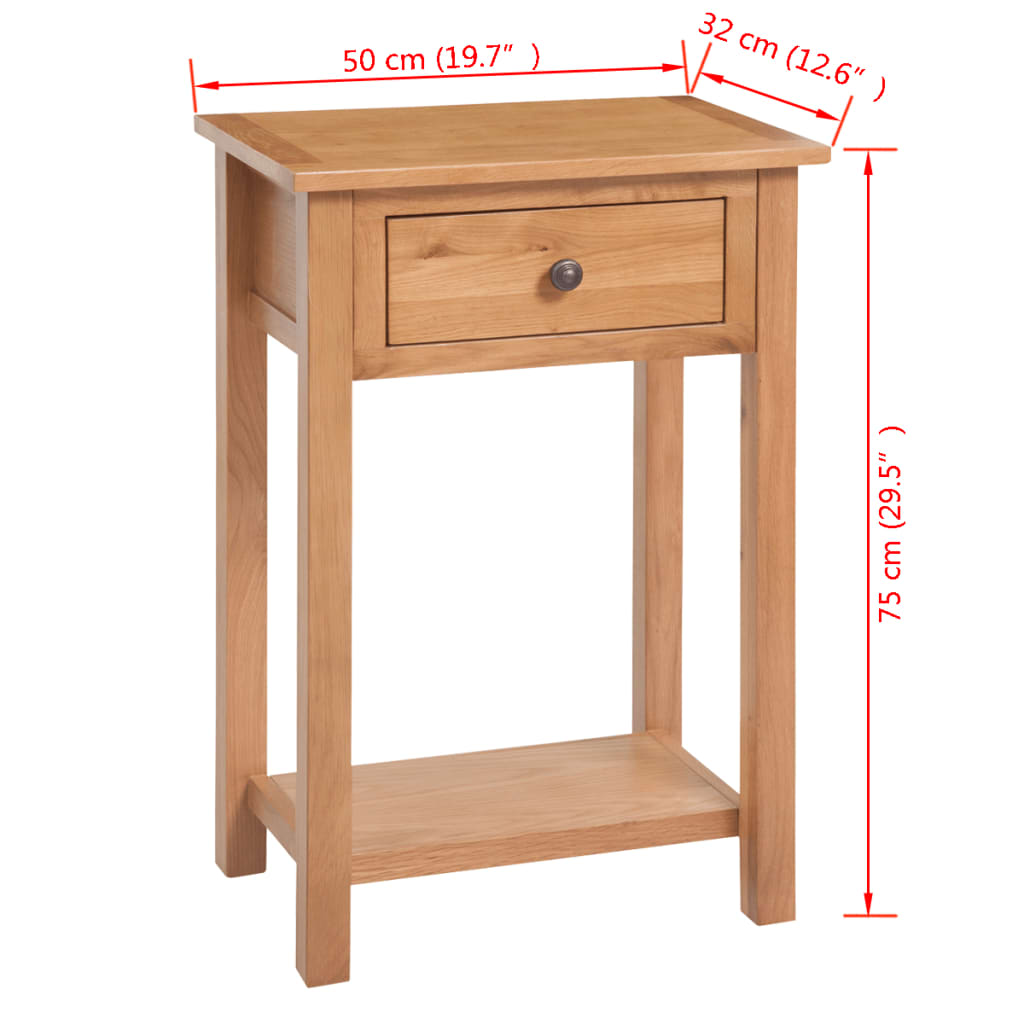 vidaXL Mesa consola de madera de roble maciza 50x32x75 cm