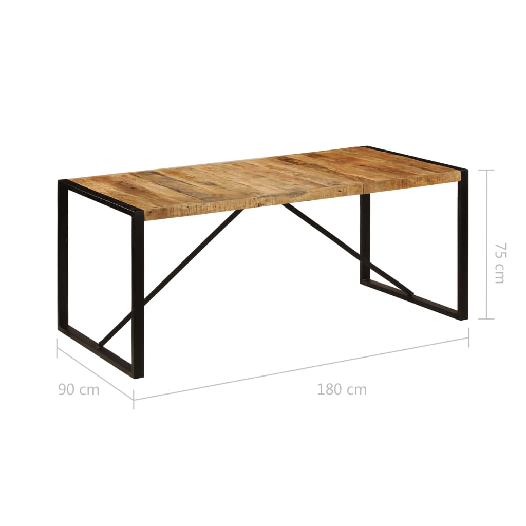 vidaXL Mesa de comedor de madera maciza de mango rugosa 180 cm