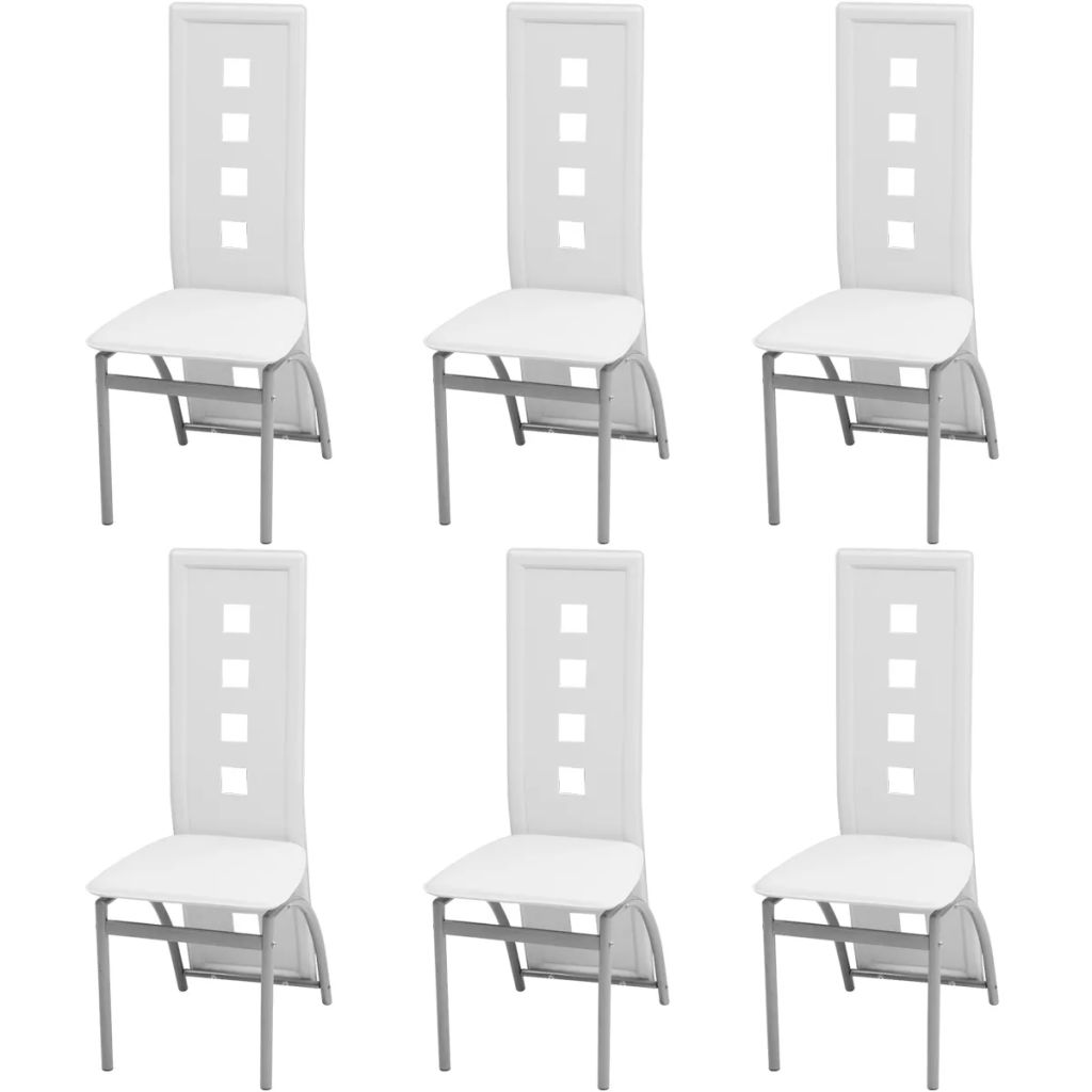 vidaXL Sillas de comedor 6 uds cuero sintético blanco