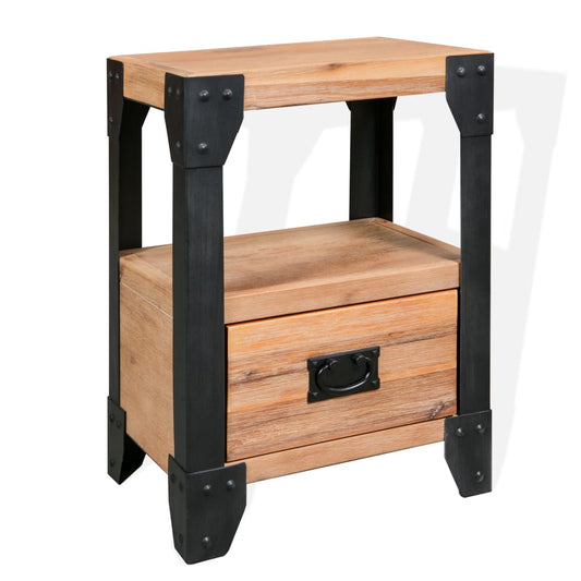 vidaXL Mesita de noche de madera maciza acacia y acero 40x30x54 cm