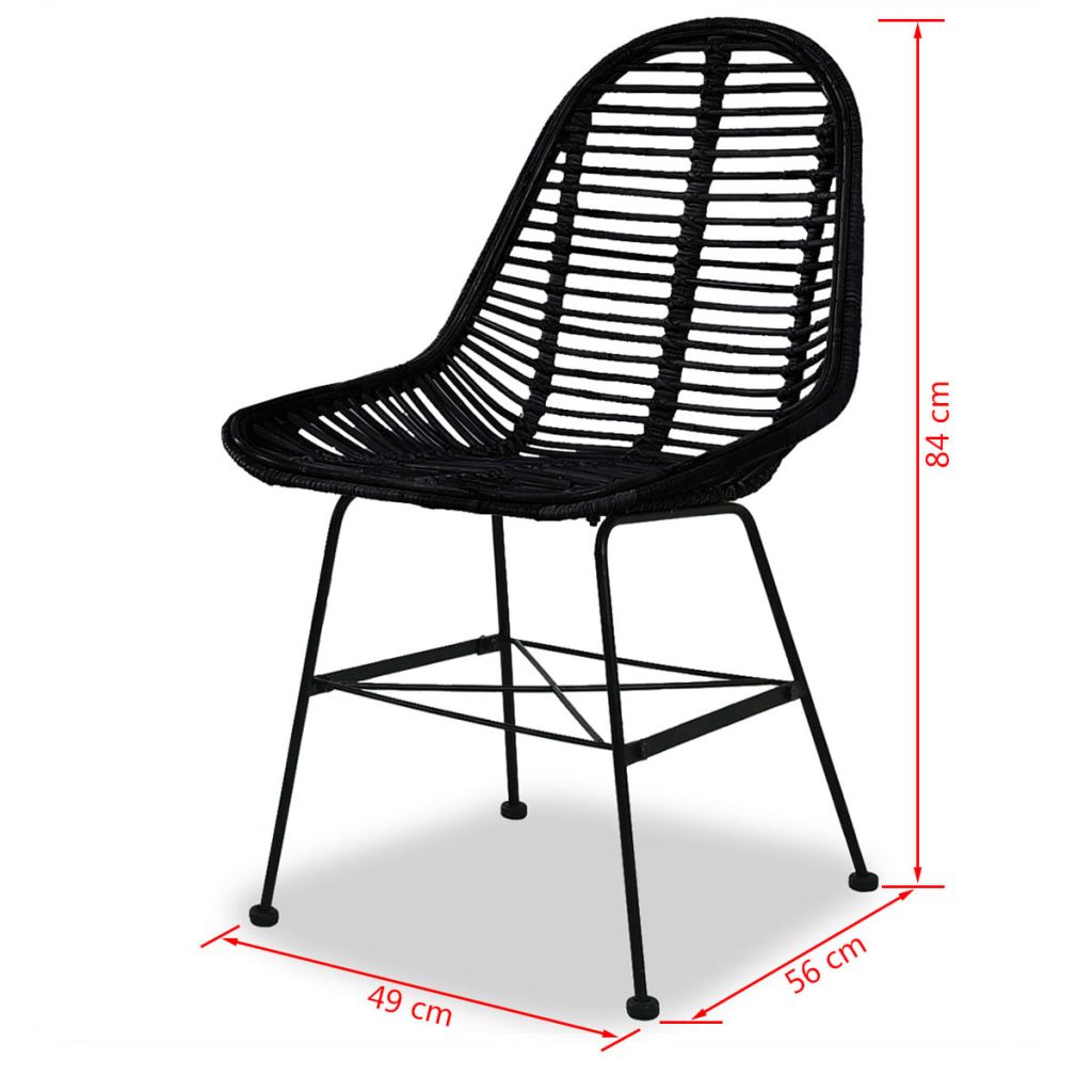 vidaXL Sillas de comedor 4 unidades de ratán natural negro