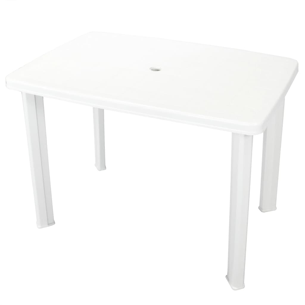 vidaXL Mesa de jardín de plástico blanca 101x68x72 cm