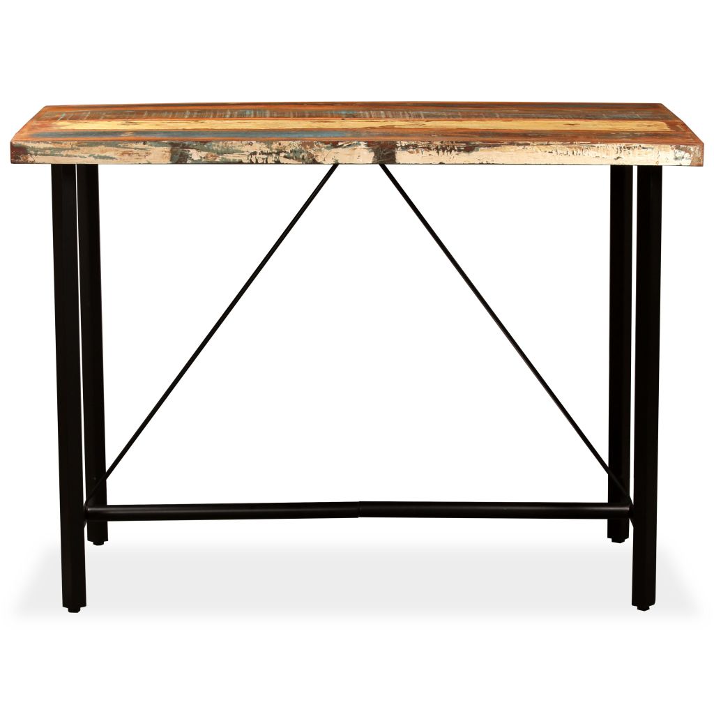 vidaXL Mesa de bar de madera maciza reciclada 150x70x107 cm