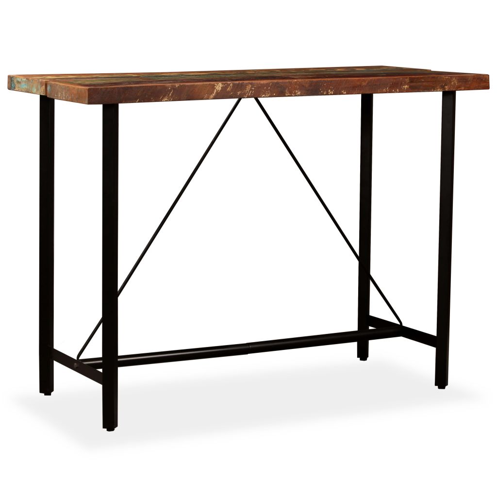 vidaXL Mesa de bar de madera maciza reciclada 150x70x107 cm