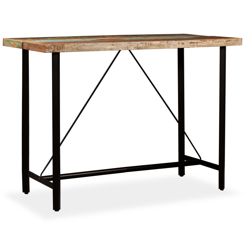 vidaXL Mesa de bar de madera maciza reciclada 150x70x107 cm