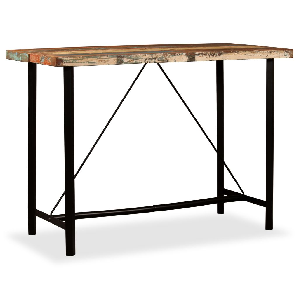 vidaXL Mesa de bar de madera maciza reciclada 150x70x107 cm