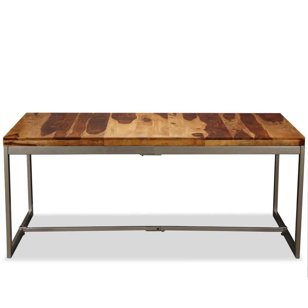 vidaXL Mesa de comedor de madera maciza de sheesham y acero 180 cm