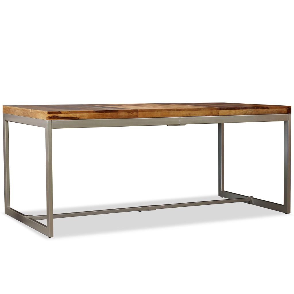 vidaXL Mesa de comedor de madera maciza de sheesham y acero 180 cm