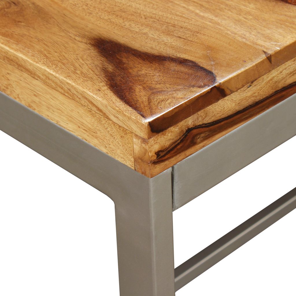 vidaXL Mesa de comedor de madera maciza de sheesham y acero 180 cm