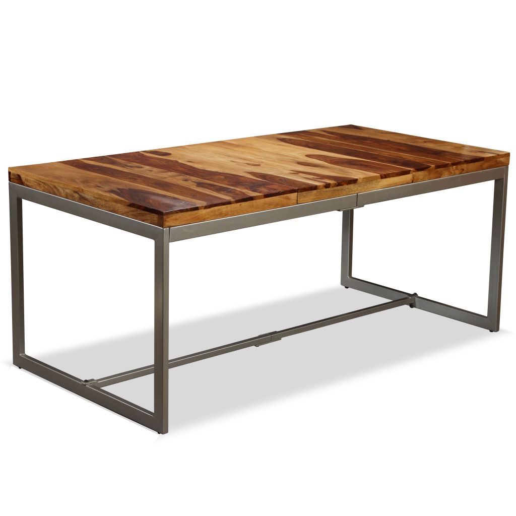 vidaXL Mesa de comedor de madera maciza de sheesham y acero 180 cm