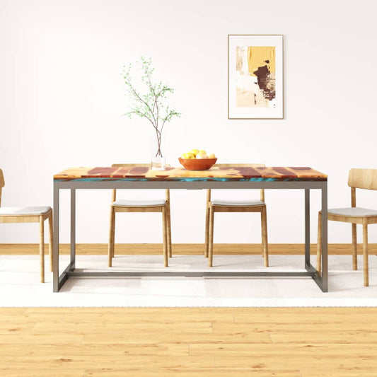 vidaXL Mesa de comedor de madera maciza de sheesham y acero 180 cm