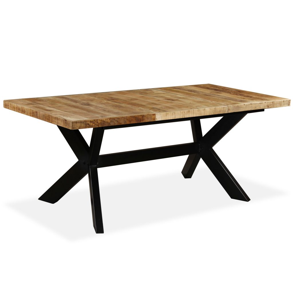 vidaXL Mesa de comedor madera maciza de mango y cruz de acero 180 cm