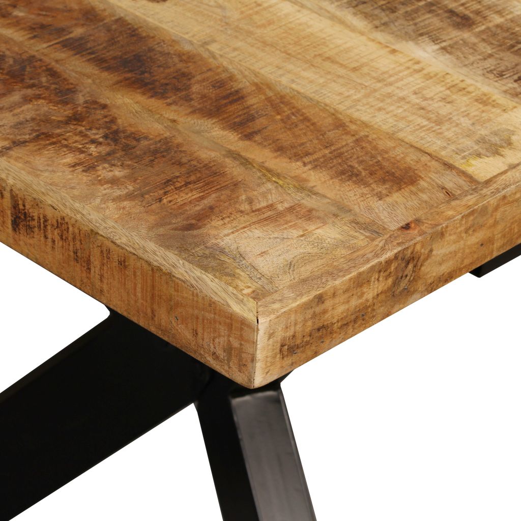 vidaXL Mesa de comedor madera maciza de mango y cruz de acero 180 cm