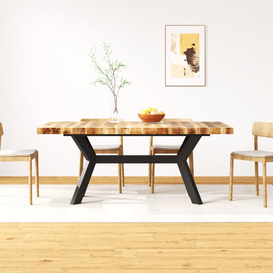 vidaXL Mesa de comedor madera maciza de mango y cruz de acero 180 cm