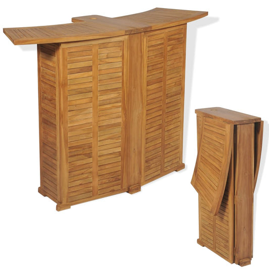 vidaXL Mesa de bar plegable de madera teca maciza 155x53x105 cm