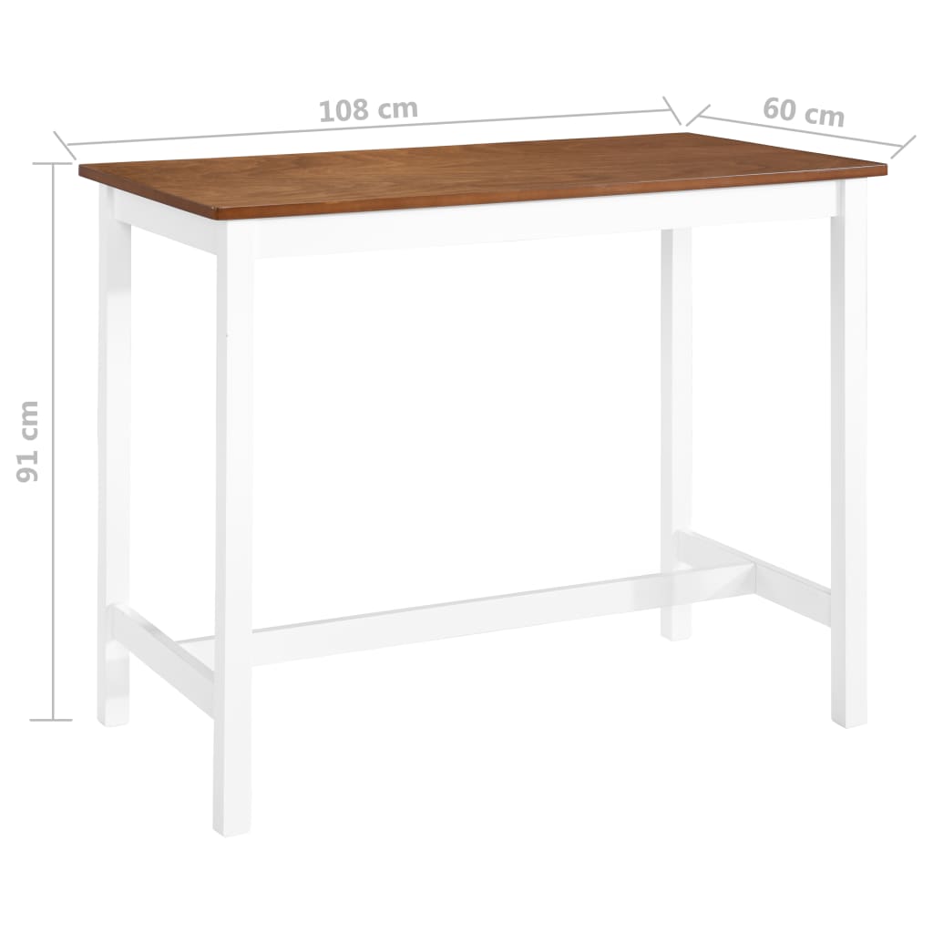 vidaXL Mesa de bar madera maciza 108x60x91 cm