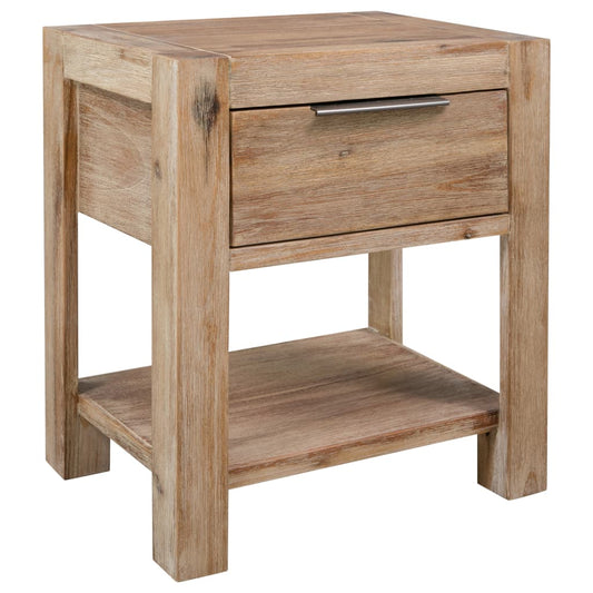 vidaXL Mesita de noche con cajón madera acacia maciza 40x30x48 cm