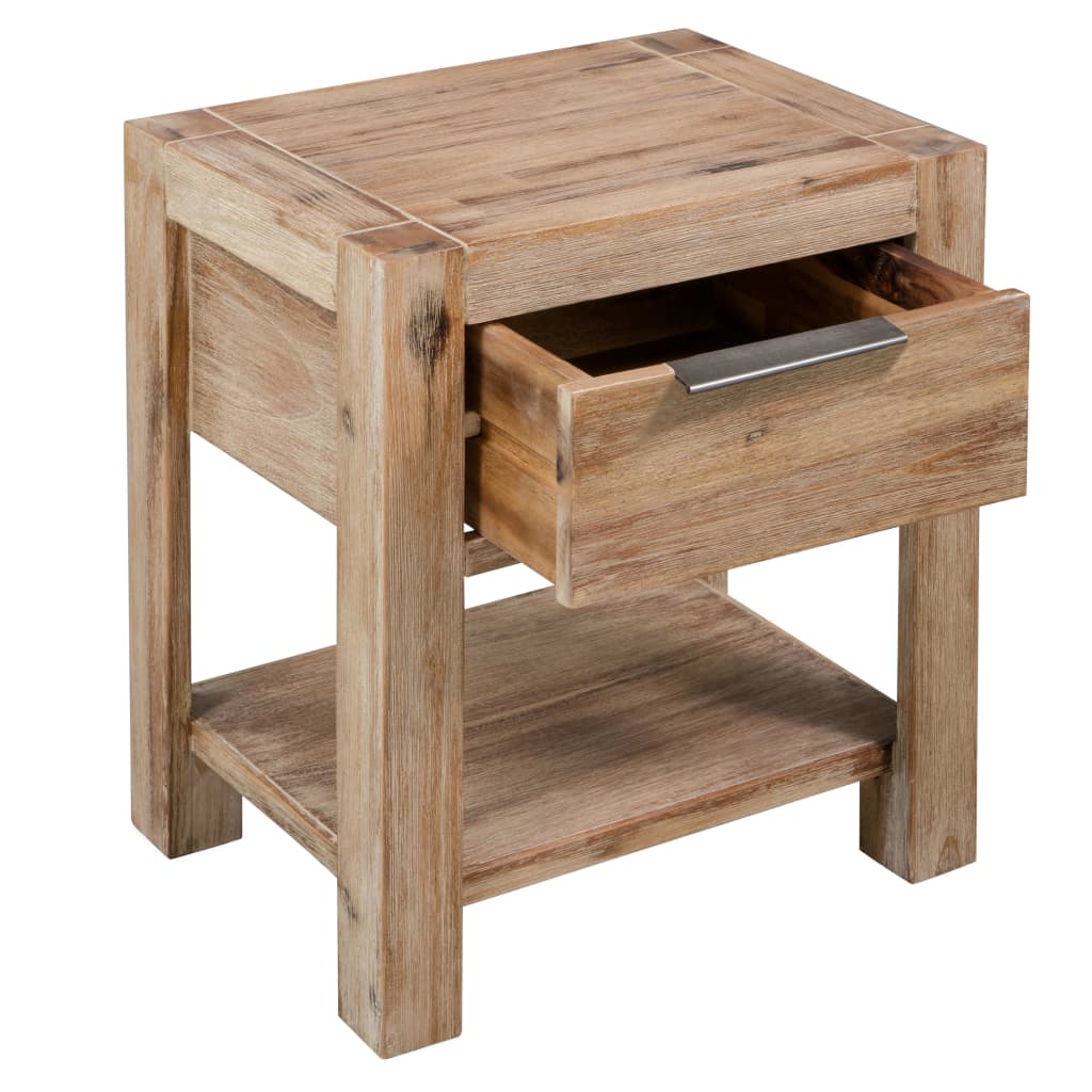 vidaXL Mesita de noche con cajón madera acacia maciza 40x30x48 cm