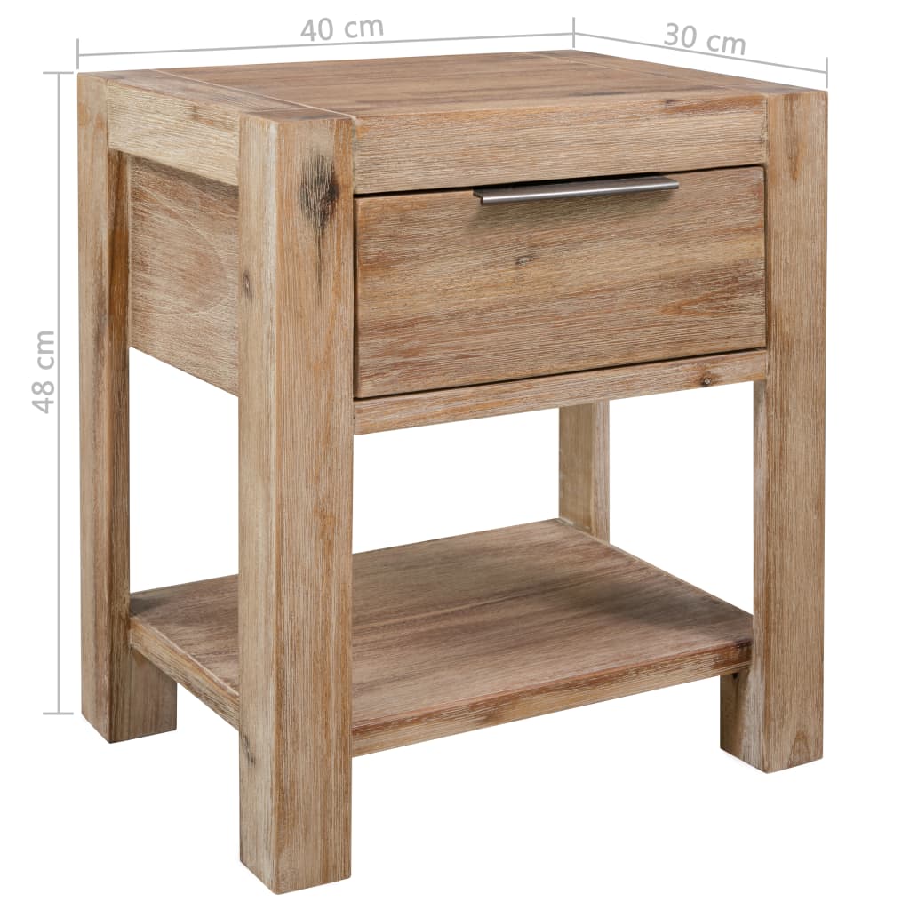 vidaXL Mesita de noche con cajón madera acacia maciza 40x30x48 cm