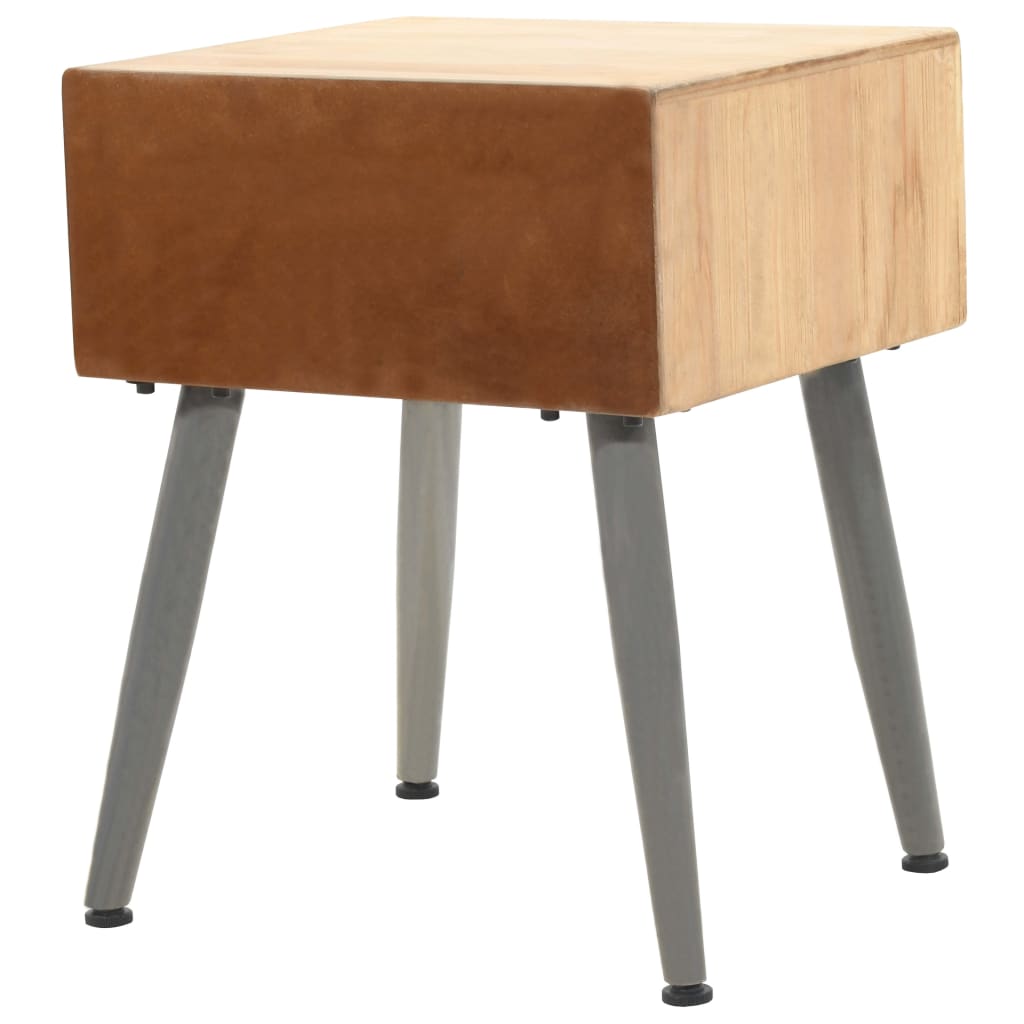 vidaXL Mesita de noche de madera maciza de abeto 43x38x50 cm