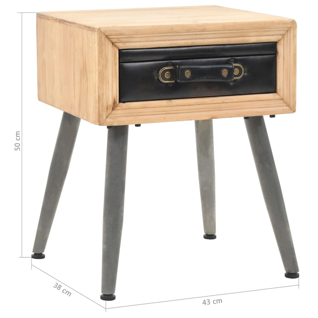 vidaXL Mesita de noche de madera maciza de abeto 43x38x50 cm