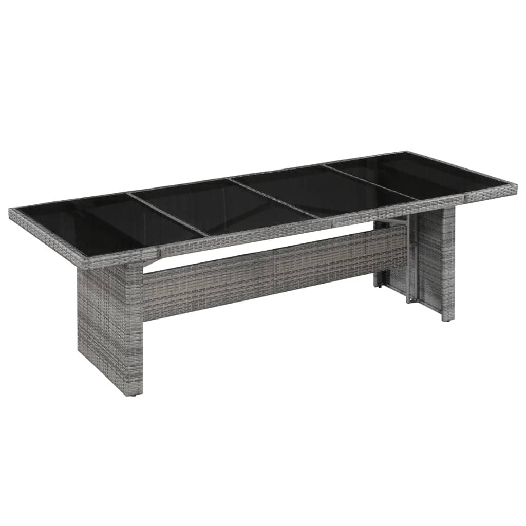 vidaXL Mesa de jardín ratán sintético y vidrio 240x90x74 cm