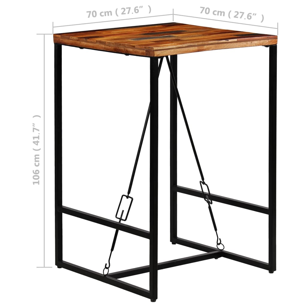 vidaXL Mesa de bar madera maciza reciclada 70x70x106 cm