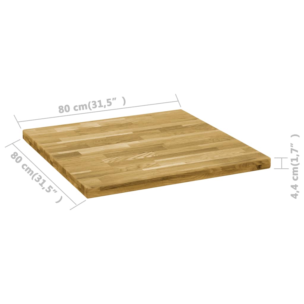 vidaXL Tablero de mesa cuadrado madera maciza de roble 44 mm 80x80 cm