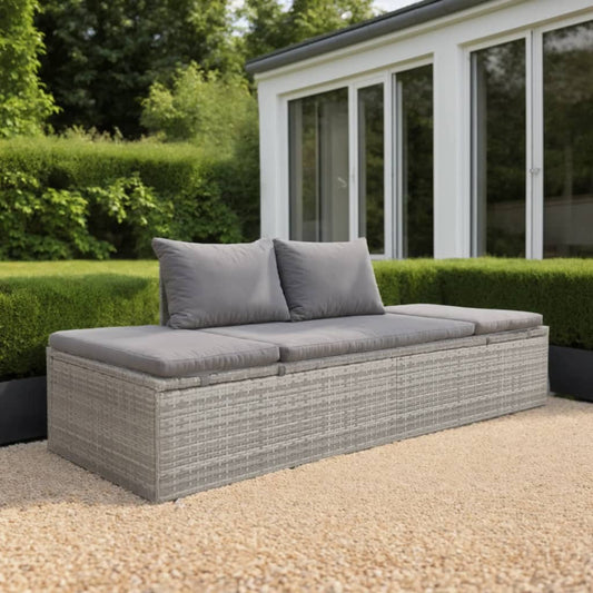 vidaXL Cama de jardín 195x60 cm ratán sintético gris