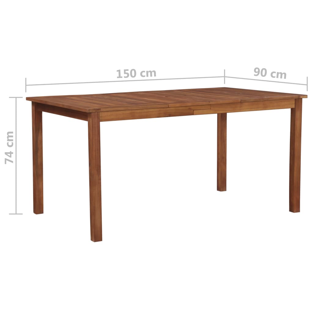 vidaXL Mesa de jardín madera maciza de acacia 150x90x74 cm